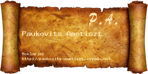 Paukovits Ametiszt névjegykártya